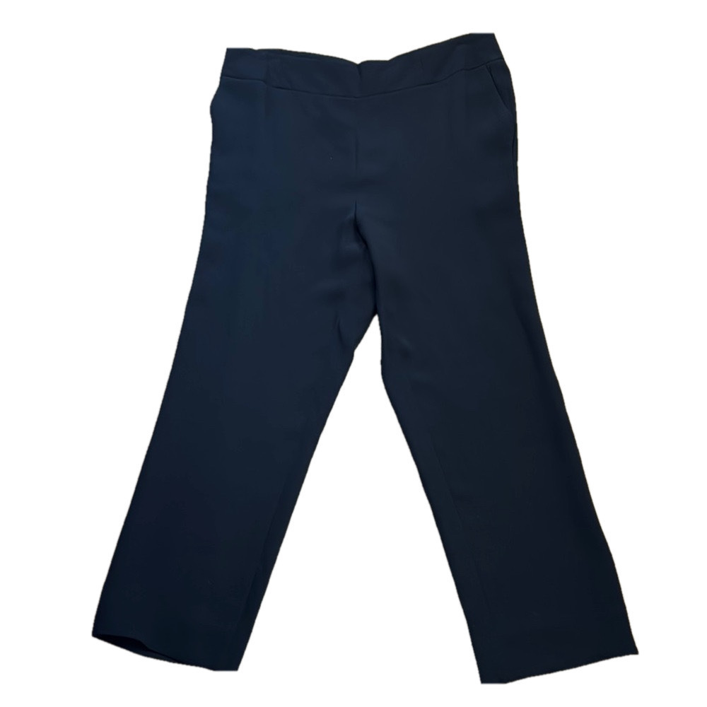 Giorgio Armani 46 IT 12 US Borgo 21 100% Silk Navy Back Zip Straight Leg Pants